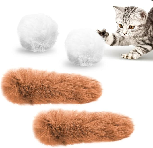 Migipaws Hide and Seek Replacements,2 Plush Balls with Catnip,2 Plush Tails with Catnip,Kitty Kitten Catnip Exercise Toys