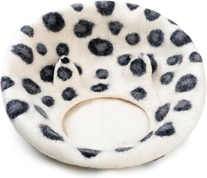 Wool Cat Cave Bed - Extra Warm, Handcrafted, Eco-Friendly Felt Cat Cave for Indoor Cats and Kittens (White Polka) by Woolygon