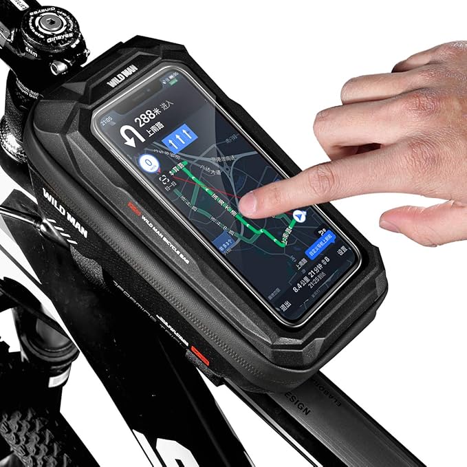 Bike Bag, Waterproof 1.5L Front Top Tube Pouch for Bicycle, Compatible with iPhone 14 13 12 Pro Max Smartphones up to 6.7'' & Most Bike Types