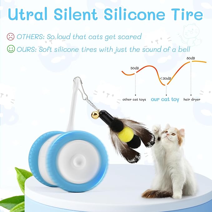 Interactive Cat Toy, Kitten Toy for Indoor Cats, Automatic Cat Toy with LED Lights, Cat Mouse Toy, USB-C Rechargeable