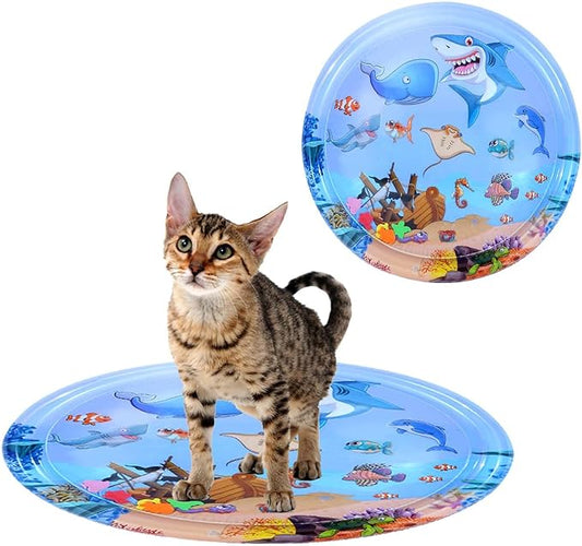 Sensor Water Playmat for Cats, Water Mat for Puppy Play, Sensory Water Mat for Cats, Durable Water Sensory Playmat for Pet Play, Water Sensor Mat, Water Sensory Pad Water Play, Medium(Round)