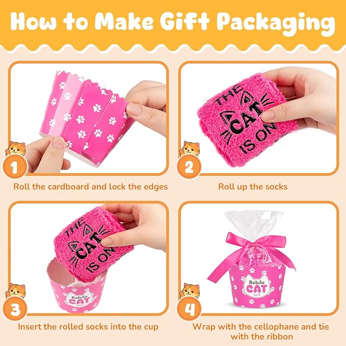 Bebila Gifts for Women Men Funny Fuzzy Cat Socks for Cat Mom Dad Lovers