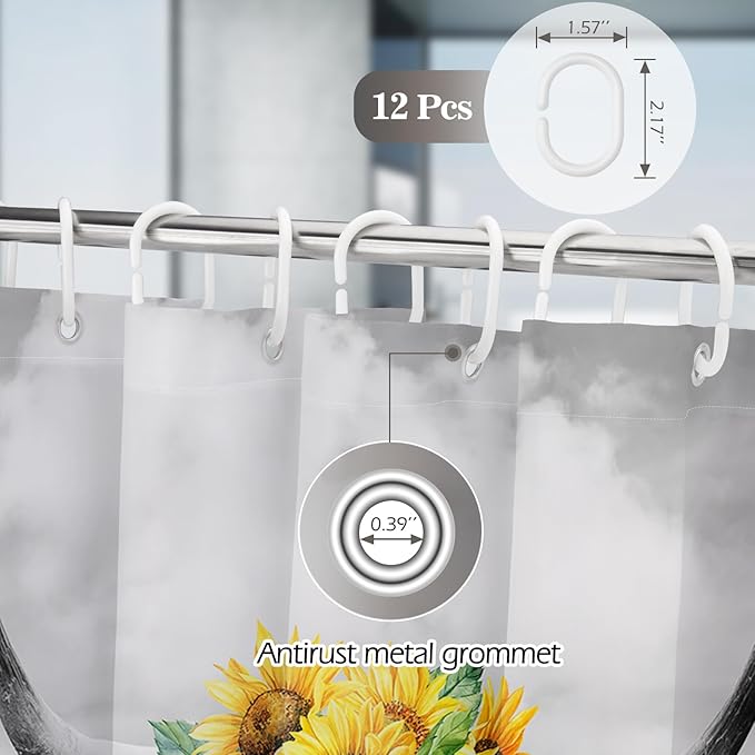 Aimego Highland Cow Shower Curtain - Farmhouse Sunflower Rustic Western Country Get Naked Funny Cute Fabric Cloth Bath Shower Curtain Set with 12 Hooks for Bathroom Decor Accessories, 72"x72"