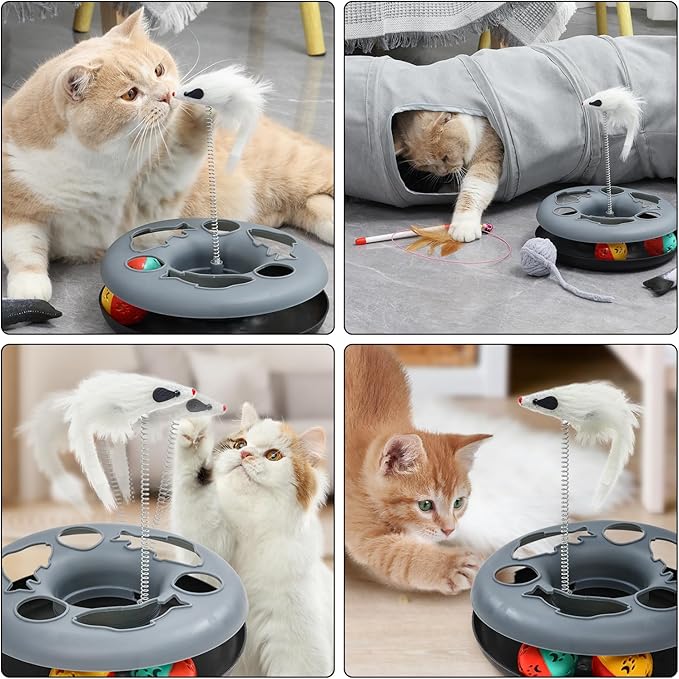 Cat Tunnel, Indoor Cat Toy, Roller Track Cat Toy, Collapsible S-Shaped Play Tube, 10.5 Inch Diameter Maze Cat House for Cats, Puppies, Rabbits, Ferrets, Cat Toy Set