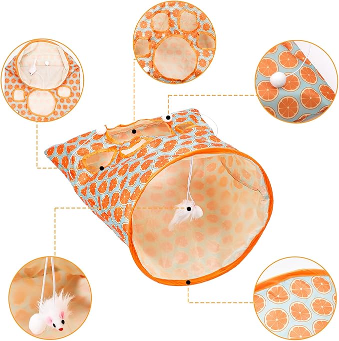 Cat Tunnel Bags, Pet Tunnel Bag Cat Cave Toy Collapsible Cat Bag Toy Crinkle Cat Tube Self Hide and Seek Play Cat Supplies Gift for Indoor Outdoor