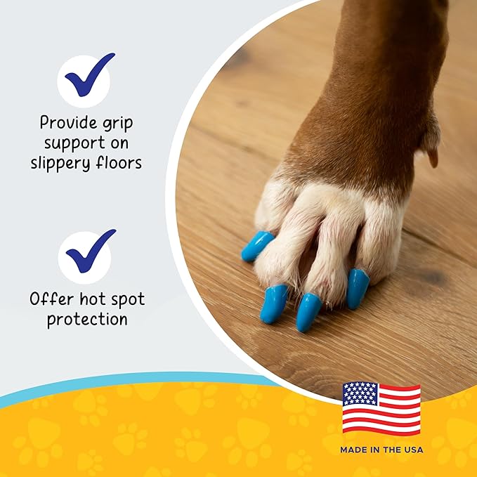 Soft Claws Nail Caps for Dogs with Non-Slip Design Made in USA - 40 Dog Nail Covers for Long-Lasting Protection of Floors and Furniture - Blue & Silver Sparkle, XXL
