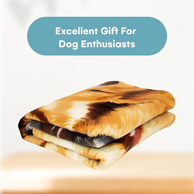 Dawhud Direct Cartoon Selfie Dog Fleece Blanket for Bed, 50" x 60" Puppy Fleece Throw Blanket for Women, Men and Kids - Super Soft Plush Dog Blanket Throw