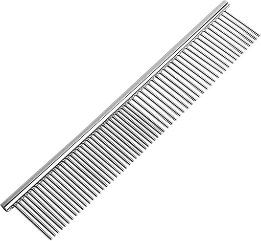 uxcell 1 Pack Dog Grooming Comb Metal Dog Comb for Removing Matted Fur Pet Dematting Comb with Rounded Teeth Prevents Tangles and Knots for Long and Short Haired Dogs Cats, 7.5IN