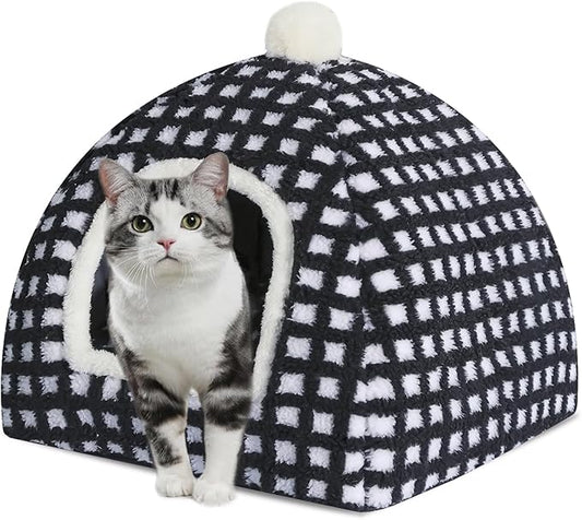 Cat Bed Cave for Indoor, Suitable for Cat Dome Bed, Hideaway Bed for Indoor Cats with Removable Mattress for Kittens.Cat Tent House for Dual Use (XL:17"x17")