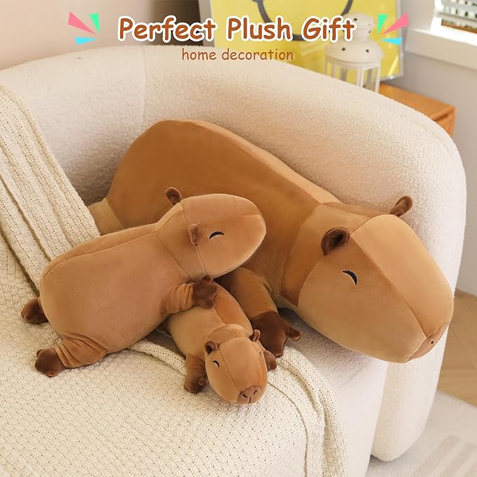 SQEQE Weighted Capybara Plush, Weighted Capybara Stuffed Animal, Cute Plushies Soft Pillow Toy Gift for Kids Adults 9.8 Inch, 0.8 Lbs