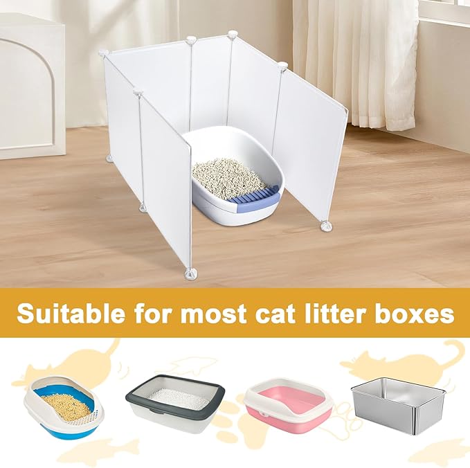 6pcs Cat Litter Box Splash Guard, Anti-Splashing Reusable Pet Litter Box Enclosure Splash Guard, Extra Large L27×W20×H17 Spill Proof Cat Litter Box Pee Shields for Open Top Litter Pan