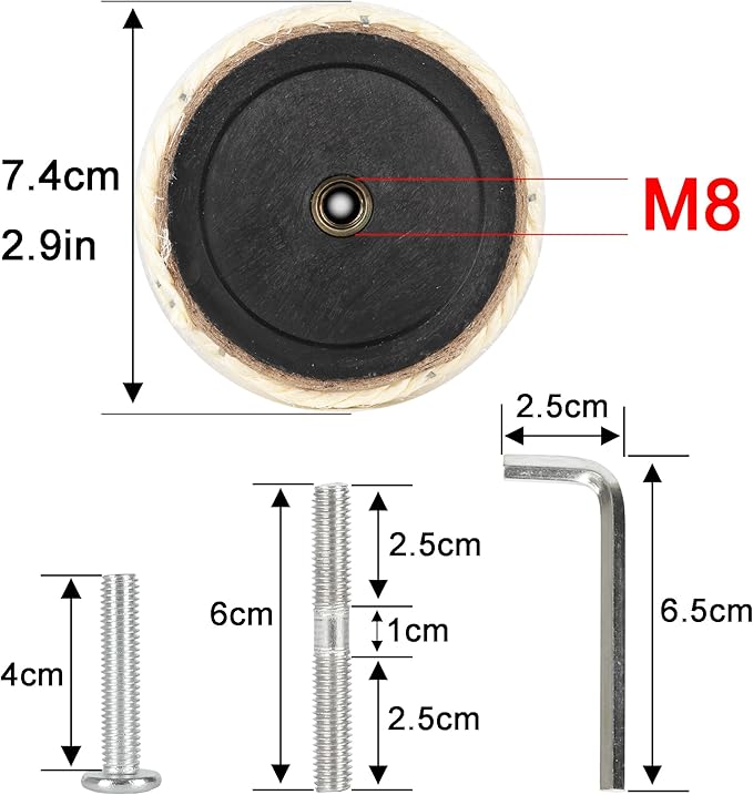 4 Pcs 2.9in 7.4cm Diameter Cat Tree Scratching Post Sisal Replacement Pole Parts (M8, 13.8in/35cm)