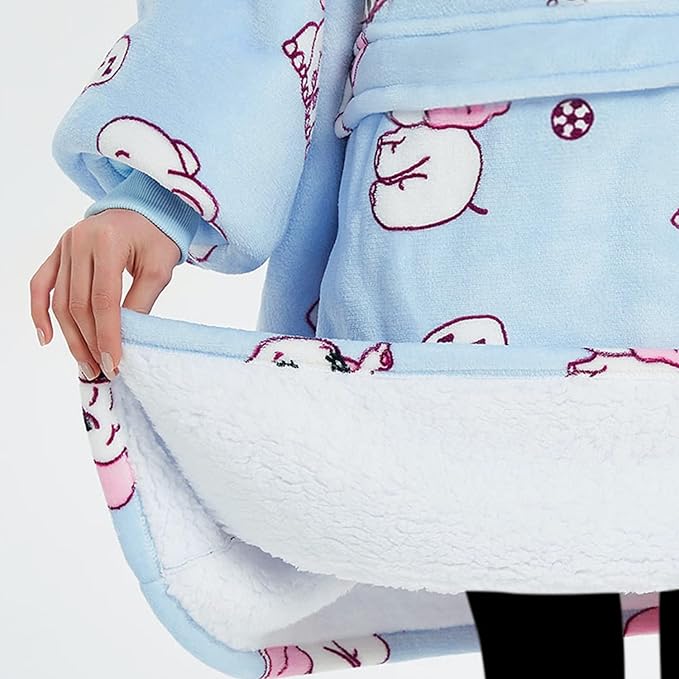 KFUBUO Wearable Blanket Hoodie for Adults Sherpa All Patterns Elephant Oversized Sweatshirt Blanket with Pockets Cute Hoodies Gifts for Women