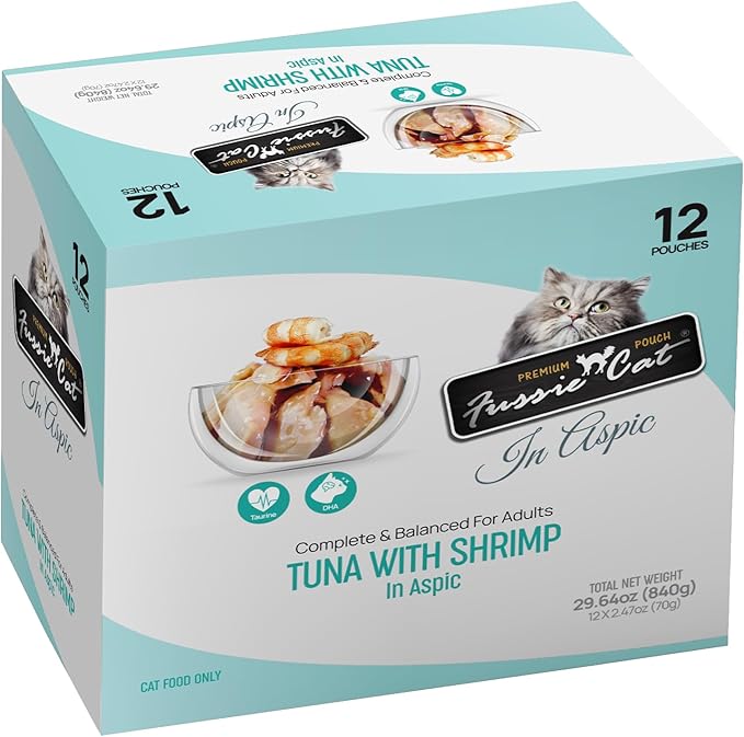 Fussie Cat Premium Tuna w/Shrimp in Aspic, 2.47 Ounce (Pack of 12)