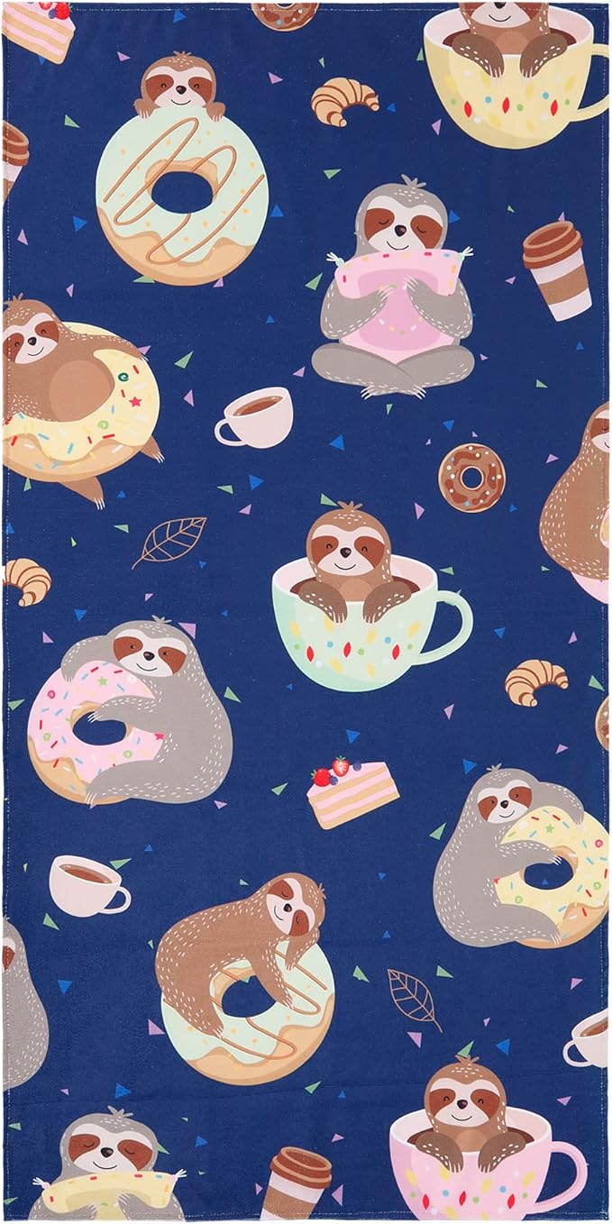 LIVILAN Sloth Donut Beach Towel, Super Soft Microfiber, Quick Dry, Sand Free, Cute Lightweight Swim Pool Bath Yoga Towel, Sloth Donut Gifts, 30x60 inches