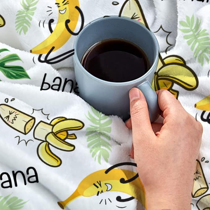 Funny Banana Throw Blanket,Banana Print Gift for Kids,Soft Warm Lightweight Plush Fruit Quilt for Bed Sofa Couch Car Room Decoration 50 x 40in for Child
