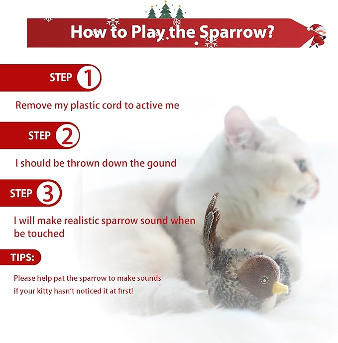 PETGEEK GiGwi Chirping Bird Cat Toys Realistic Bird Plush Toy - Perfect Melody Chaser Cat Toys for Bored Indoor Adult Cats, Best Gift for Birthday, Thanksgiving, Christmas, New Year