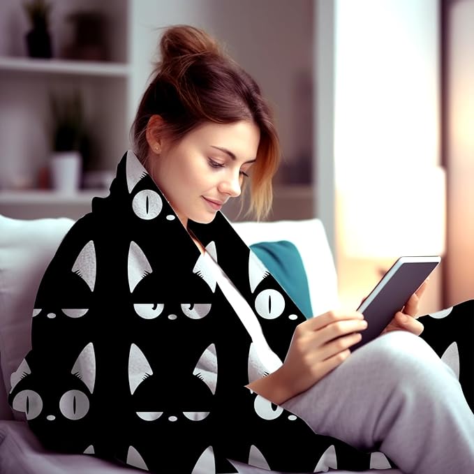 Cat Blanket Soft Cozy Warmth Flanne Cat Throw Blankets Bedding Decor for Cat Lovers Kids Girls Women Adults 50"x40"