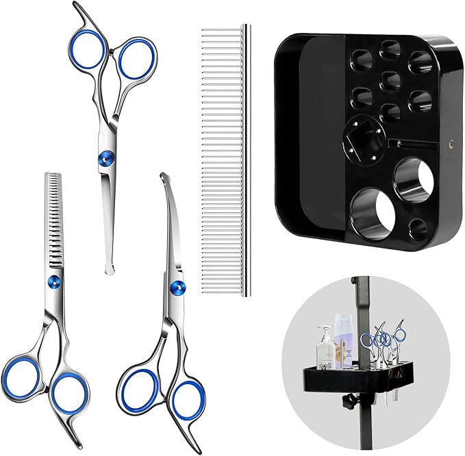 Breeze Touch Rotatable Dog Grooming Organizer with Dog Grooming Kit for Dog Grooming Table Accessories, Portable Pet Grooming Tools Holder Dog Grooming Arm with Clamp for Hairdressing Scissors Combs