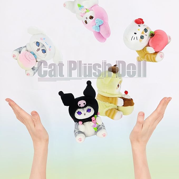 Kawaii Shark Cat Plush Toy Stuffed Animal Doll, Soft Pillow for Boys & Girls (Cat-D, 20cm/7.8in)