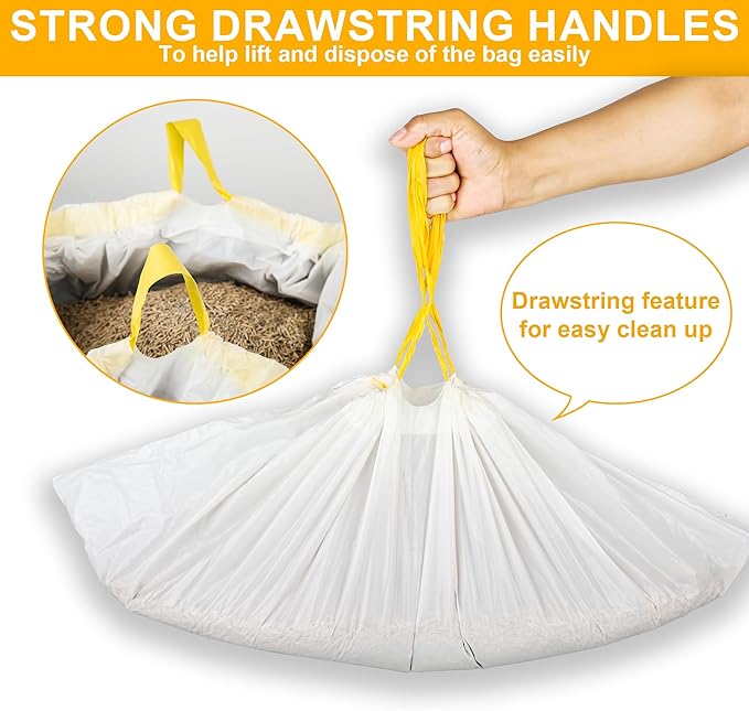 60 Count Cat Litter Box Liners Bags For Litter Robot 4 and 3, 26.5" X 16.7" Drawstring Litter Robot Liners Bags For Self-Cleaning Litter Box,Thick And Heavy Duty Litter Robot Waste Bags