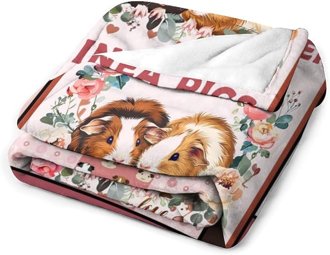 Guinea Pig Blanket Cute Pink Animal Print Throw Blankets for Couch Sofa Bed Stuff Decor Lightweight Soft Cozy Fleece Plush Flannel for Baby Girls Boys Kids Women Adults Lover 40"x50"