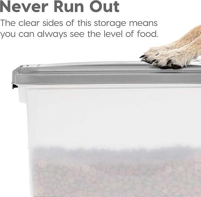 IRIS USA Dog Food Storage Container, 30 lbs & 11 lbs Combo, Cat Food Storage Container, Dog Treat Container, Airtight, Stackable, 2-Cup Scoop, Wheels, Easy Mobility, Chrome