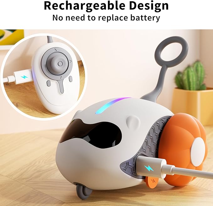 Interactive Cat Toys for Indoor Cats with Upgraded Rechargeable Joystick Remote Control Smart Automatic Moving Cat Toys with 2 Modes Kitten Toys for All Breeds of Bored Cat Exercise-Orange