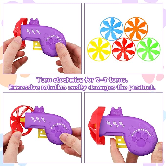 Sumind 18 Pieces Cat Fetch Tracking Interactive Toys with 5 Colors Flying Propellers for Indoor PET Cat Kitty Training Chasing (Purple, Cat)