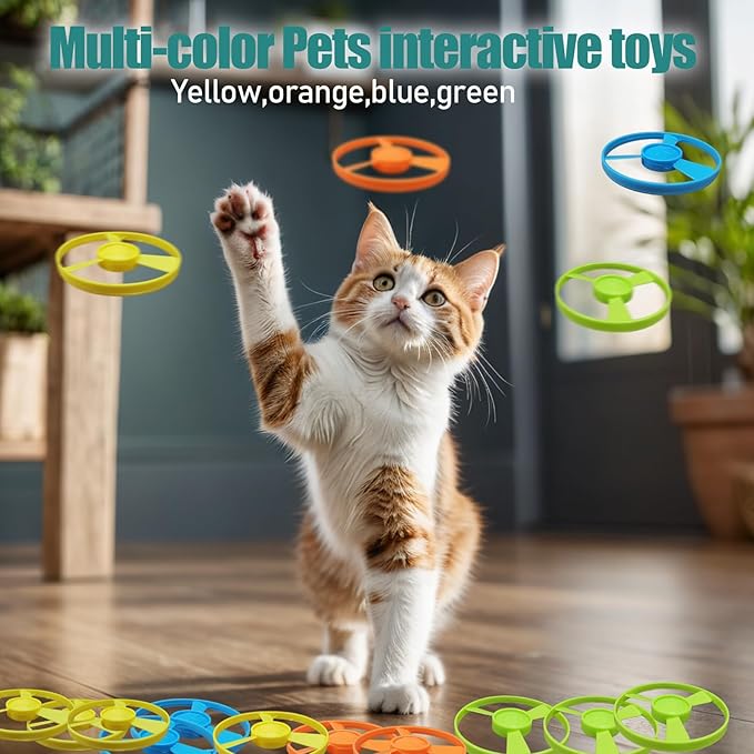 Cat Fetch Toys, Interactive Flying Cat Toys with 20 Colored Flying Propellers, Cat Pet Tracks Chasing Toy for for Kitten Training Hunting (only Flying Propellers)