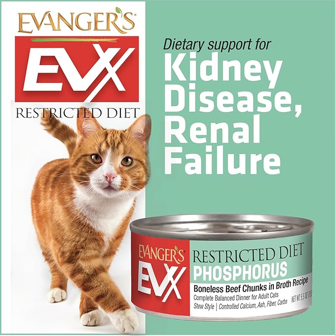 Evanger's EVX Restricted Diet: Phosphorus Canned Cat Food - 24, 5.5 oz Cans