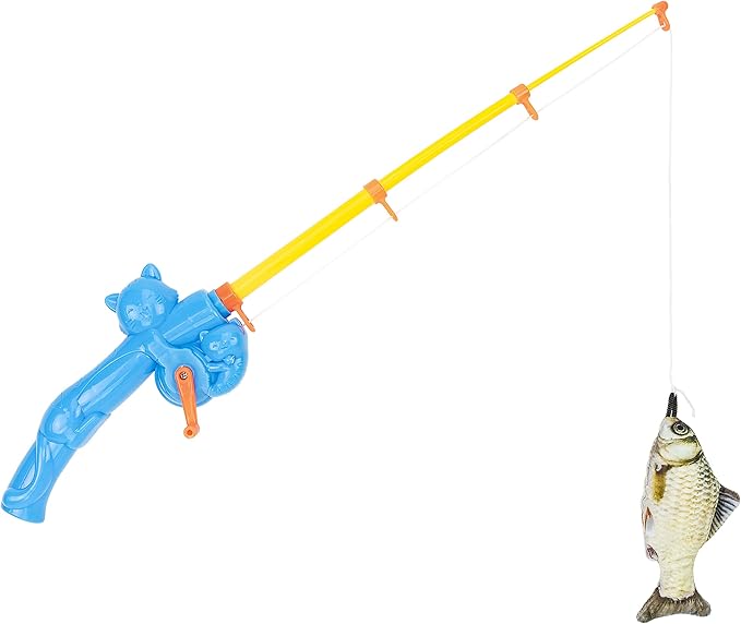 Fairly Odd Novelties Cat Fishing Pole Toy - Funny Interactive Fish Toy for Cats, Kittens, and Small Pets. Giftable Cat Fishing Rod Novelty Gifts, Item, FON-10309, Multi-Colored, 1 Count (Pack of 1)