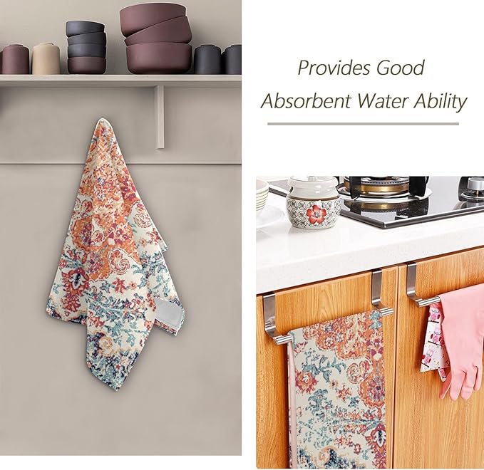 2 Pack Vintage Boho Hand Towels for Bathroom,Soft Absorbent Rustic Orange Southwest Ethnic Bohemian Bath Hand Towels for Kitchen,Decorative Guest Bathroom Towels for Face,Shower,Gym 14"x28"