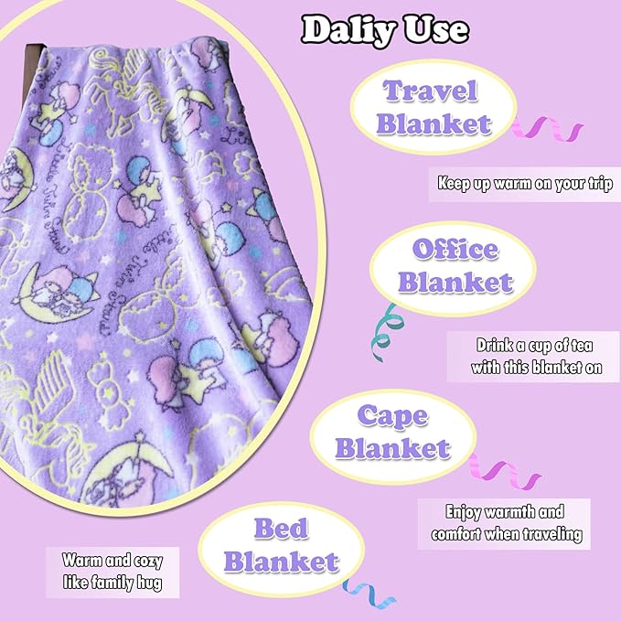 Best Gift Glow in The Dark Moon Throw Blanket with Storage Bag, Soft Throw Blanket for Girls Boys, Girls Blanket Gifts for Birthday Valentines Christmas, Kids Blanket, Home Travel Use, 60x50 Purple