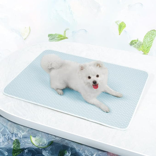 Mora Pets Dog Cooling Mat Breathable Cooling Pad for Dog Cats Washable Pet Cooling Mat for Indoor Outdoor Pets with Non-Slip Bottom 36 x 24 inch Light Blue Medium
