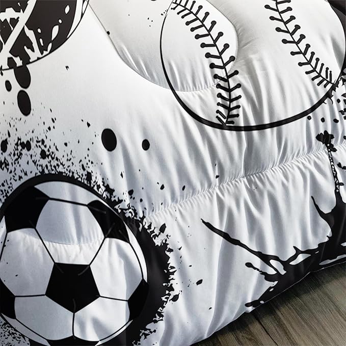 Axolotl Ball Sports Comforter Set, Football Soccer Bedding, Baseball Comforter Set, Hip Hop Graffiti Artwork Bedding for Boys Kids Men, 1 Quilt 2 Pillowcases