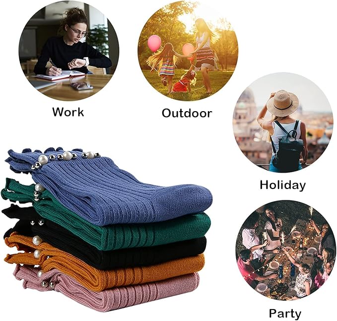 Benefeet Sox Womens Girls Ruffle Crew Socks Novelty Cute Frilly Dress Socks Cotton Lettuce Trim Turn-Cuff High Ankle Sock