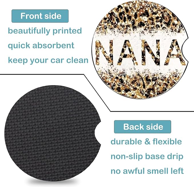 Car Coasters for Cup Holders,2 Pack Nana Gifts Car Cup Holder Coasters,Nana Gifts for Grandma Birthday Gifts for Nana from Granddaughter Grandson Grandchildren Grandkids Nana Gifts