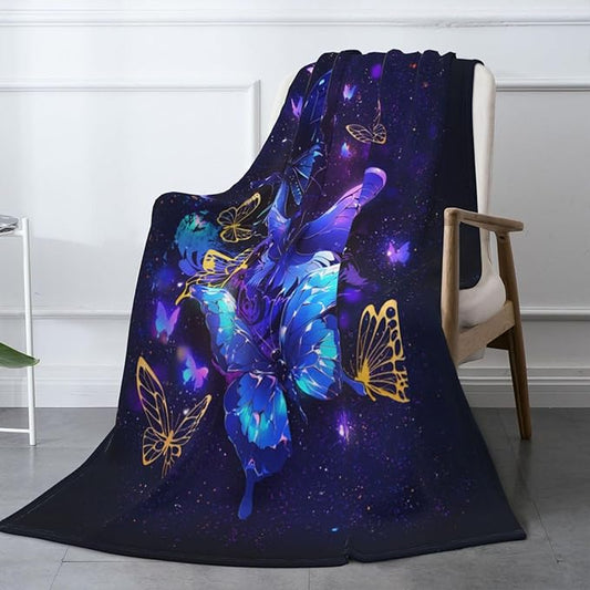 Butterfly Blanket Throw Blanket for Bed Soft Cozy Fluffy Couch Blankets Fleece Blanket Throw Gifts for Women Men Girls Boys 80"x60"