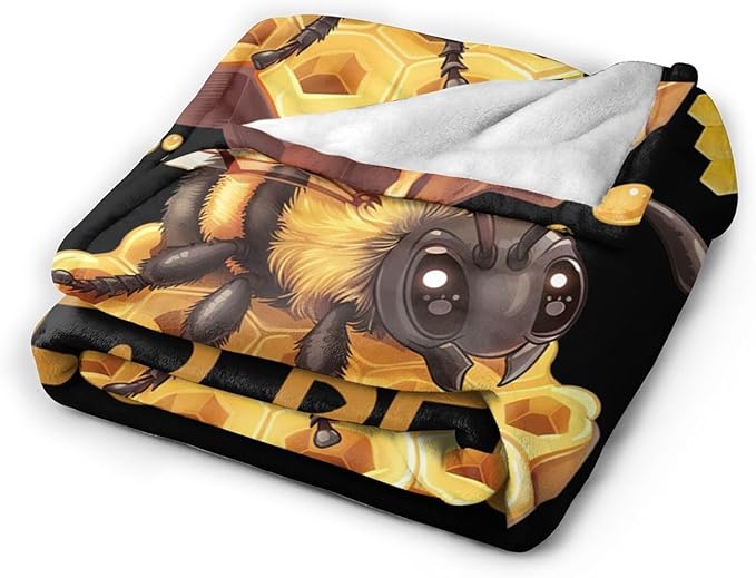 Bees Throw Blanket - Just A Girl Who Loves Bees Decor Stuff Merch Cozy Print Flannel Fleece Soft Plush Fuzzy Warm Lightweight Bedding Gifts for Women Men Kids 50"X40"