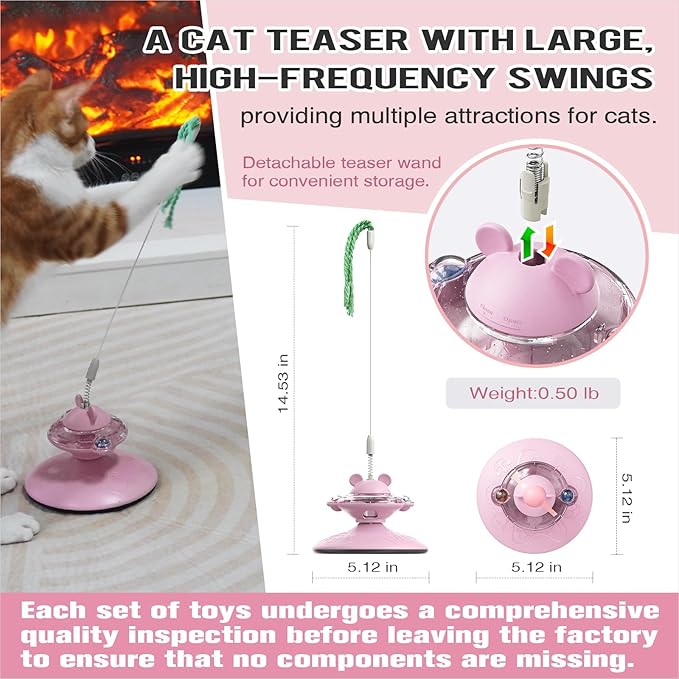 Cat Interactive Toys for Indoor Cats Kitten Wand Toy Weight Loss Kitty Funny Game Slow Food Dispenser Feeder Treat Dispensing Feeding Pet Supplies Birthday Gift C