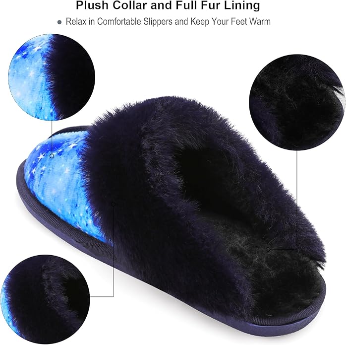 Besroad Winter Fuzzy House Slippers Sandals Plush Faux Fur Fluffy Flats Slippers Warm Slide Shoes for Women