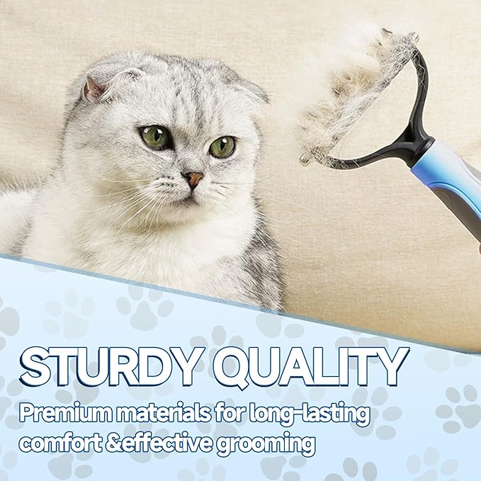 Double-Sided Ultra Wide Pet Grooming Brush - Shedding Tool with Metal Bottom Comb for Dog/Cat Hair Removal