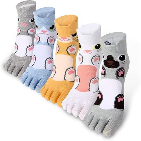 Benefeet Sox Funny Toe Socks Women Five Finger Socks Girls Cute Toe Seperated Cotton Socks Running Athletic Christmas Gifts