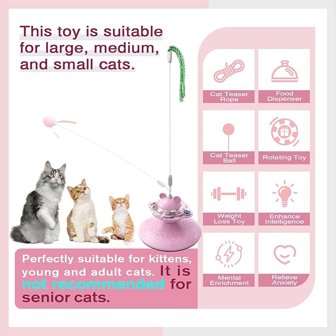 Cat Interactive Toys for Indoor Cats Kitten Wand Toy Weight Loss Kitty Funny Game Slow Food Dispenser Feeder Treat Dispensing Feeding Pet Supplies Birthday Gift C