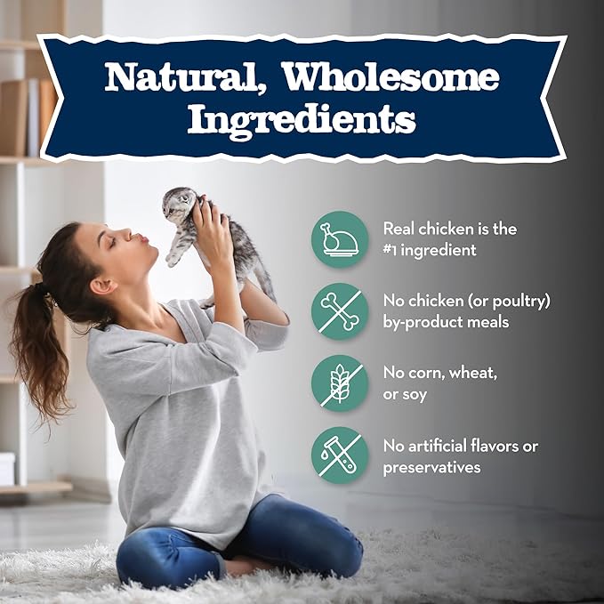 Blue Buffalo Baby BLUE Natural Kitten Grain-Free Dry Cat Food, High-Protein Healthy Growth Formula with DHA, Savory Chicken, 2-lb. Bag