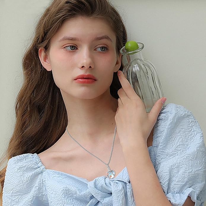 Aniu Cremation Jewelry for Ashes S925 Sterling Silver Urn Necklace Memorial Necklace for Human Ashes of Loved Ones Keepsake Pendant for Men Women