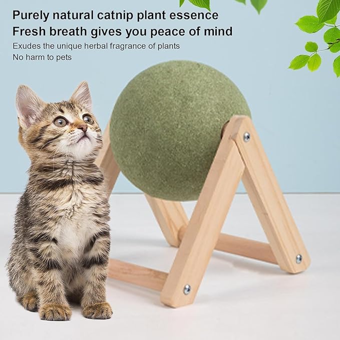 Cat Mint Ball Toy, Catnip Floor Ball Toy, Interactive Catnip Toy, Rotatable Catnip Roller Ball Floor Mount, Catnip Floor Toys with Enjoyable and Safe, Floor Catnip Roller for Cat Playing (Small)