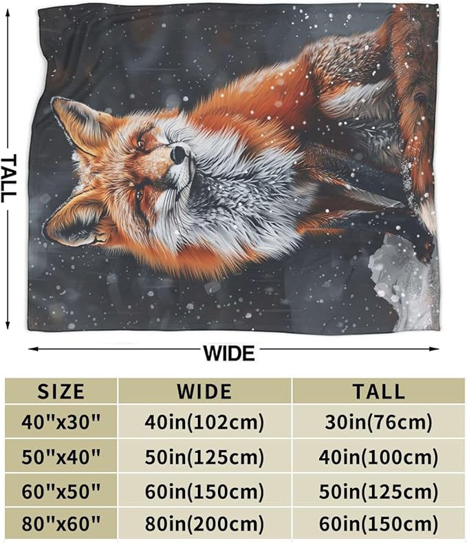 Fox Throw Blanket Fox Plush Fleece Soft Cozy Gifts Blanket for Kids Girls Boys Adults Decor 40''X50''