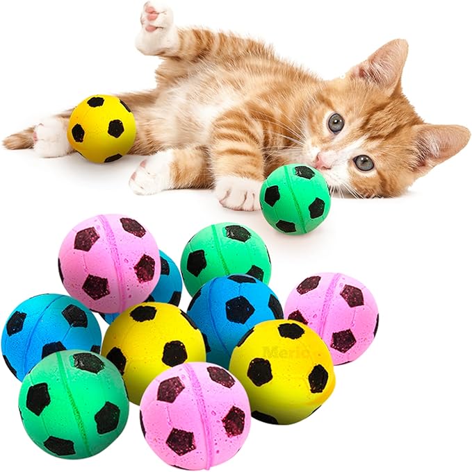 CoCoo Sponge Cat Balls, 1.5 - Inches, Soft Foam Soccer Balls for Exercise and Interactive Activity, Sturdy, Bouncy Balls for Feline (12 Pieces)